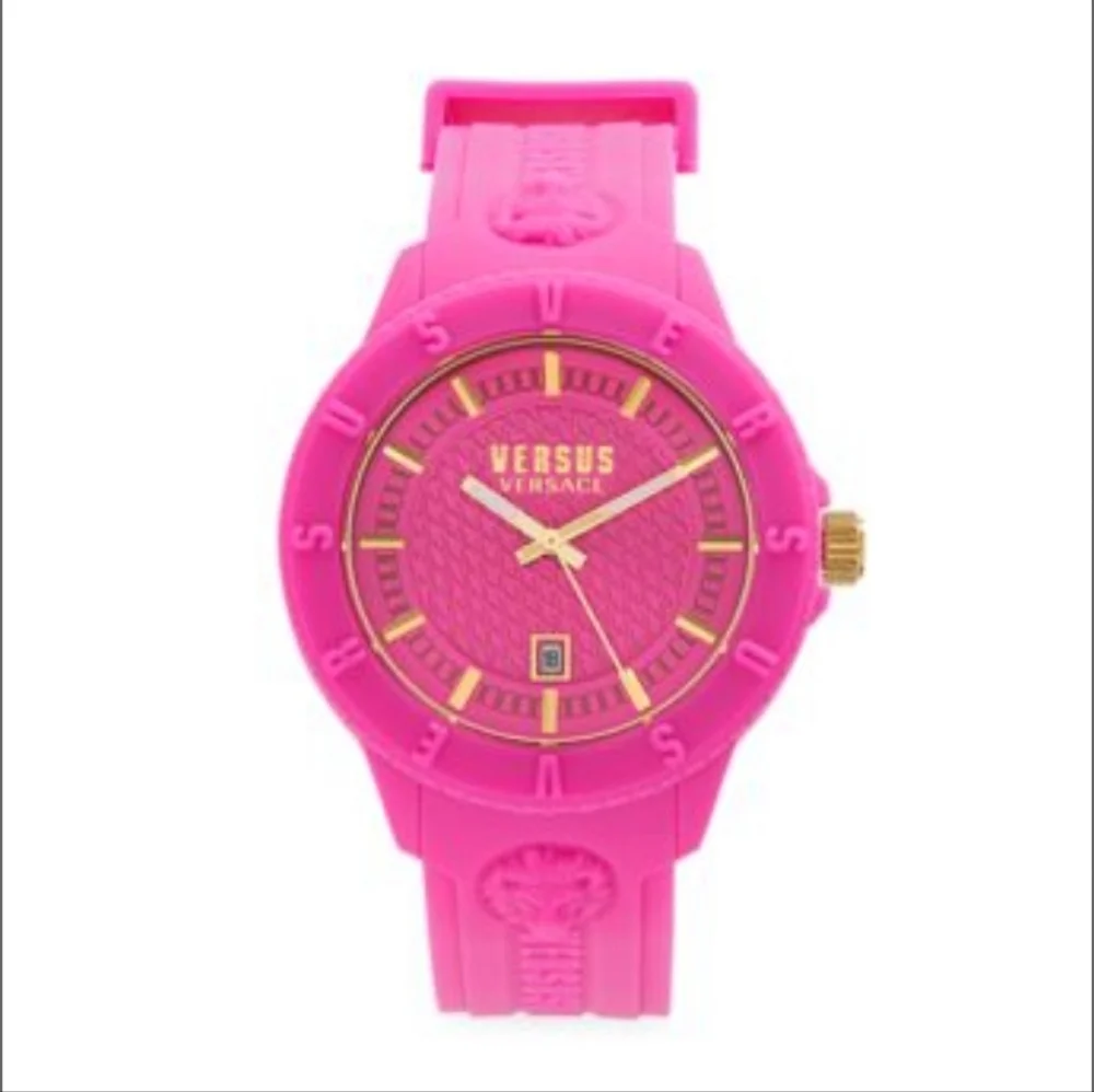 Versus Versace Pink and Gold Silicone Strap Watch